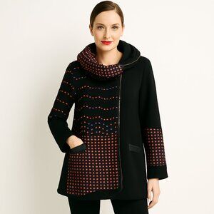 Michael Tyler Polka Dot Jacket Coat Pullover Long Sleeves Blackberry/pink- L